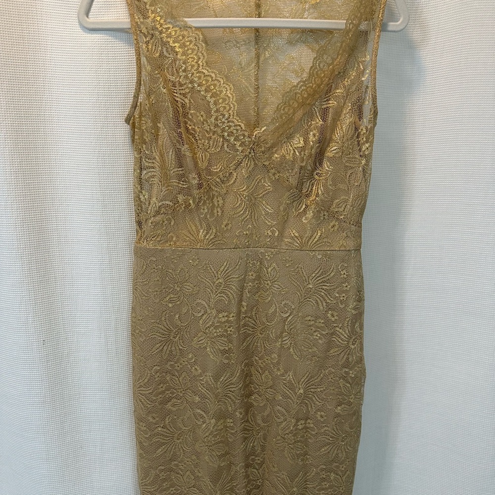 NWT BCBGMAXAZRIA "Lynette" Gold Metallic Lace Dress - Size 4 - Retails $248